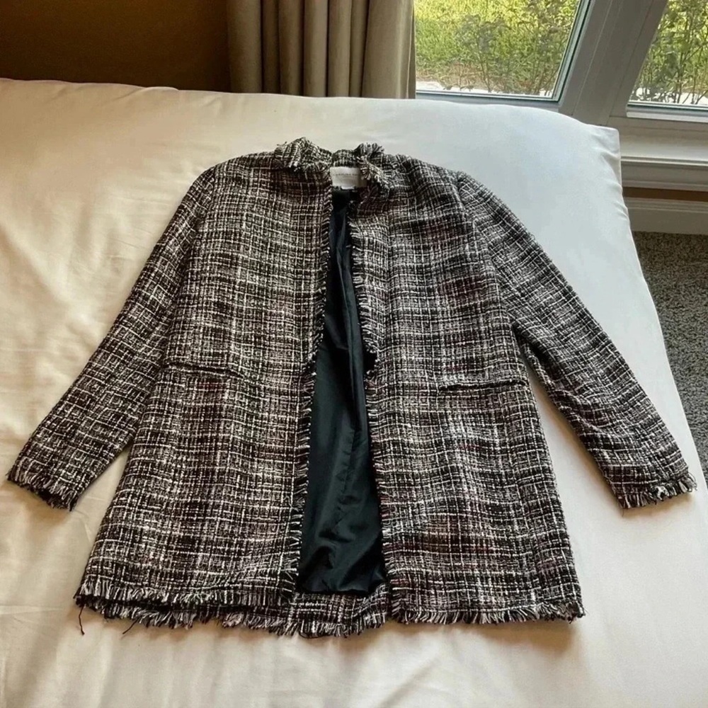 Carolina Belle Tweed Blazer Navy/White/Maroon Size M - Picture 2 of 4